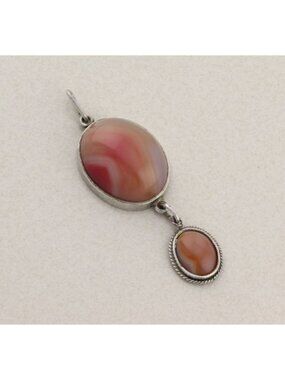 Pendant Only Sterling Silver Apricot Agate Pendant Large Heavy Bold 3" x 1"